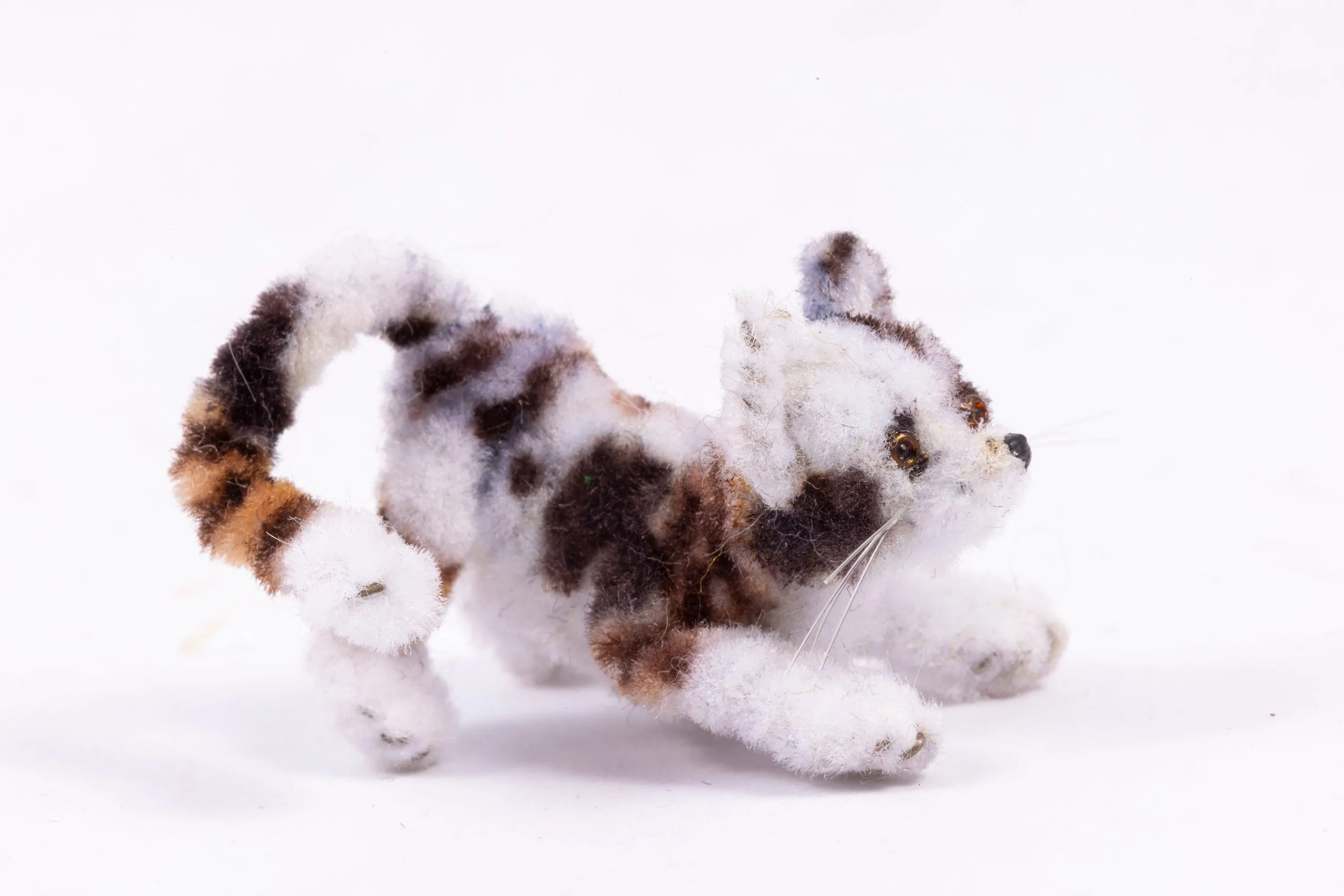 Dollhouse Miniature ~ Handmade Pipe Cleaner Black and White Cat - From Ursula Sauerberg Estate