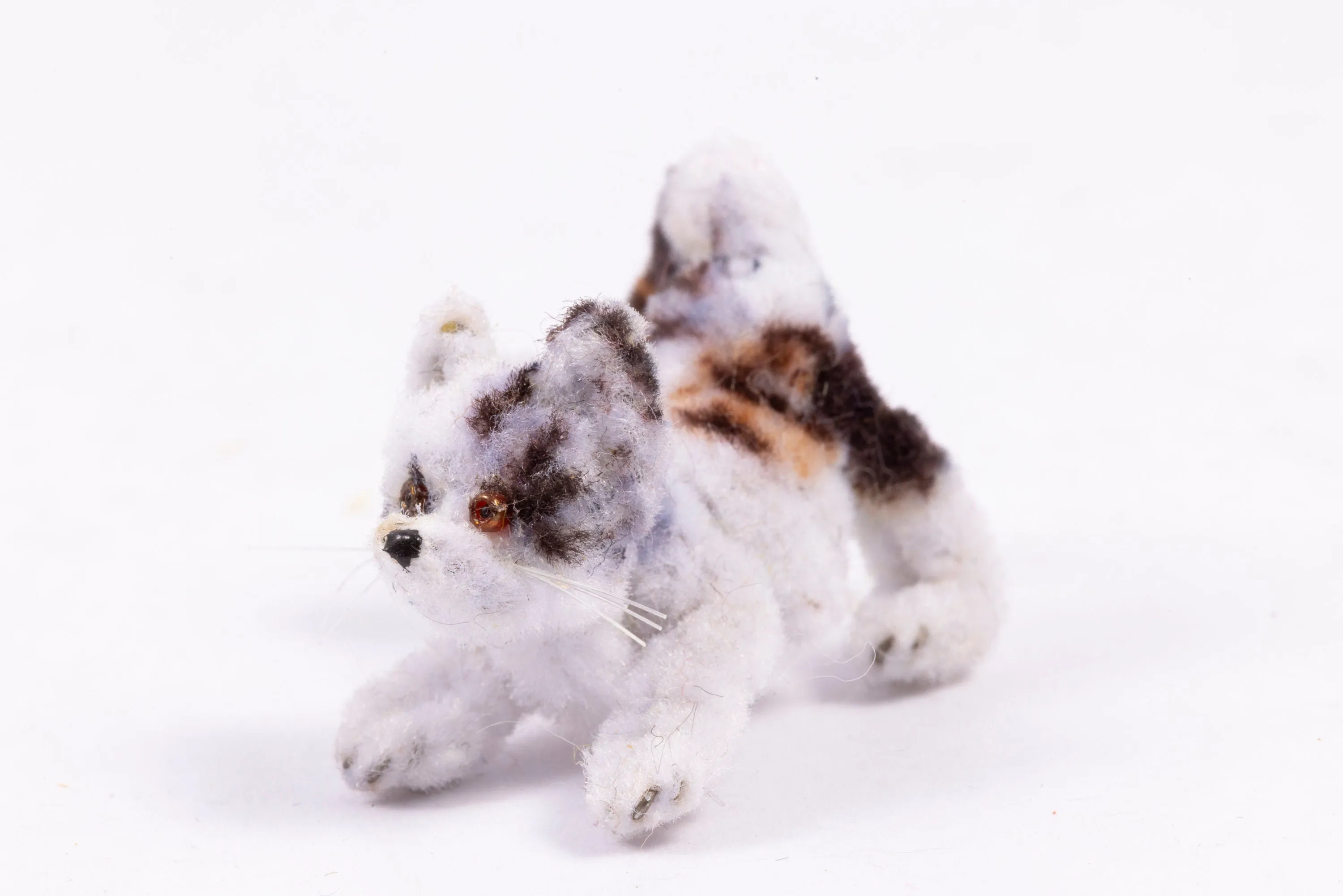 Dollhouse Miniature ~ Handmade Pipe Cleaner Black and White Cat - From Ursula Sauerberg Estate