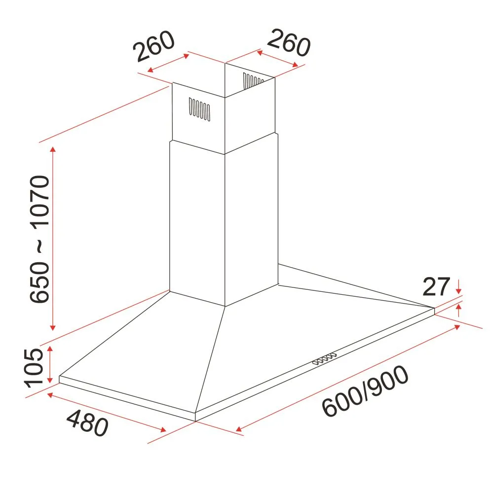 EF CK-Mia 90 90 cm Stainless Steel Chimney hood CKMIA90