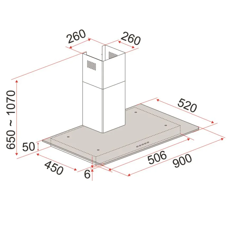 EF CK STILE 90CM DESIGNER CHIMNEY HOOD