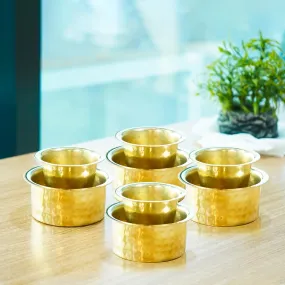 Ekhasa 100% Pure Brass Filter Coffee Cup | Hammered Dabara Set for Coffee | South Indian Dawara Coffee Cup Set | Pital Filter Coffee Cup Tumbler Set (Set of 4)