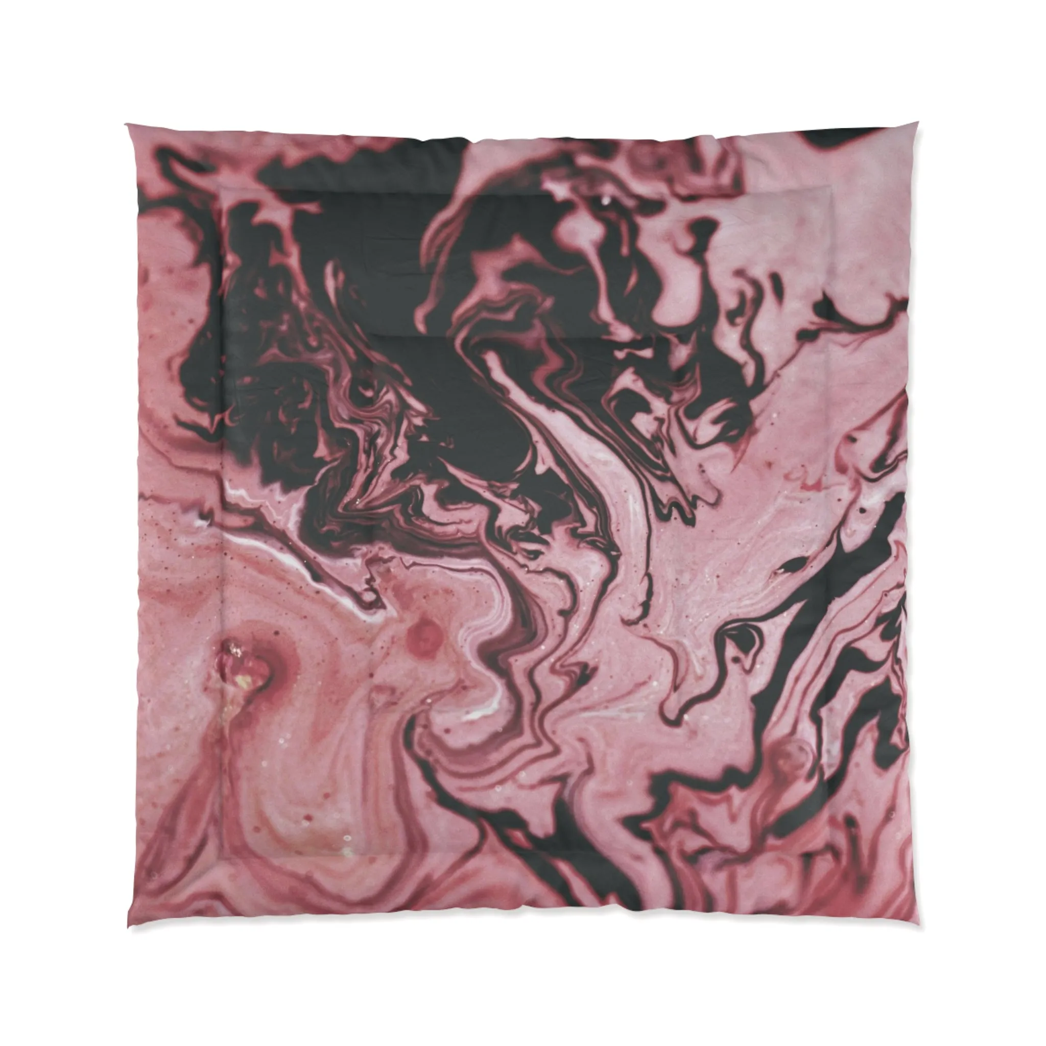 Elegant Pink Marble Comforter - Cozy Bedding for Modern Decor