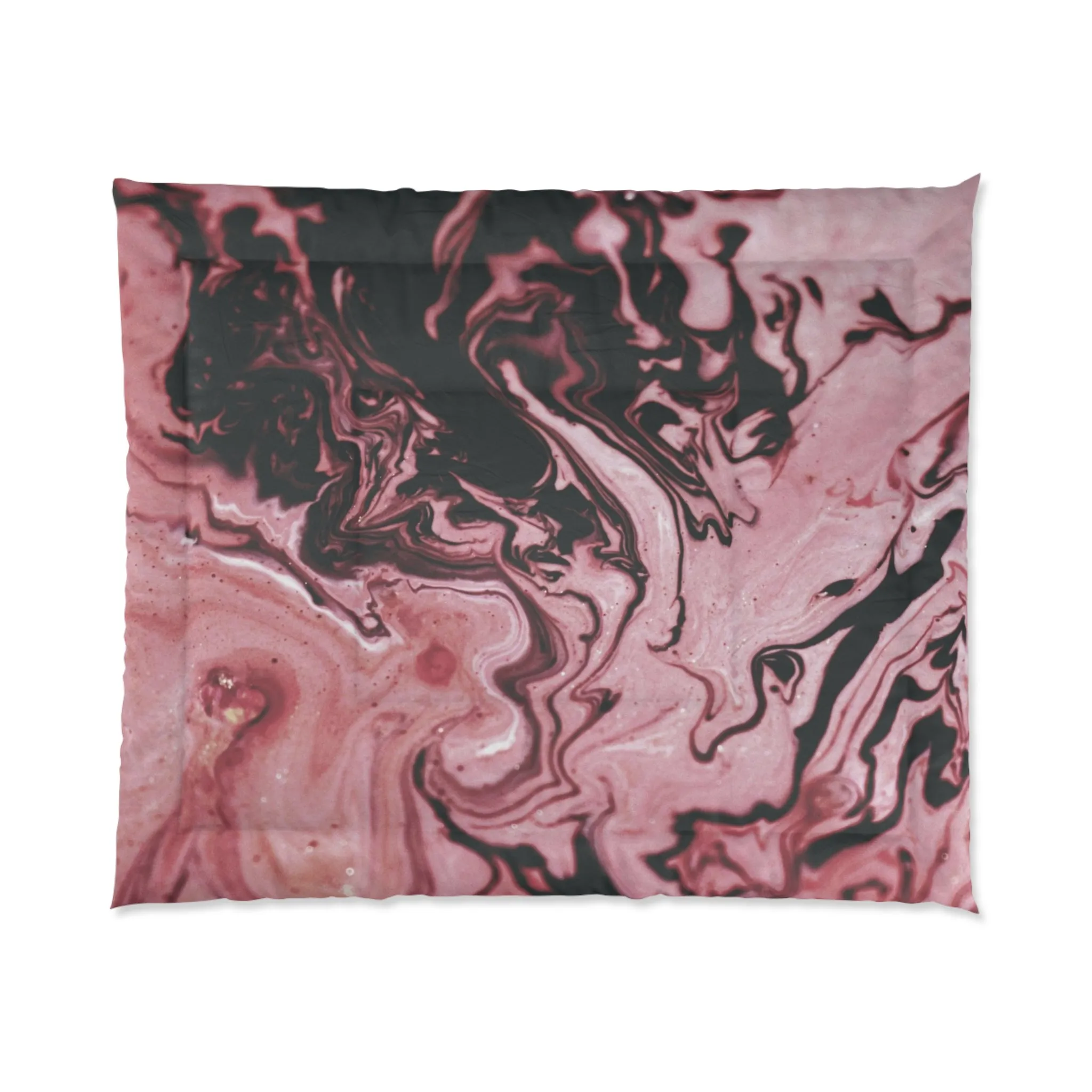 Elegant Pink Marble Comforter - Cozy Bedding for Modern Decor