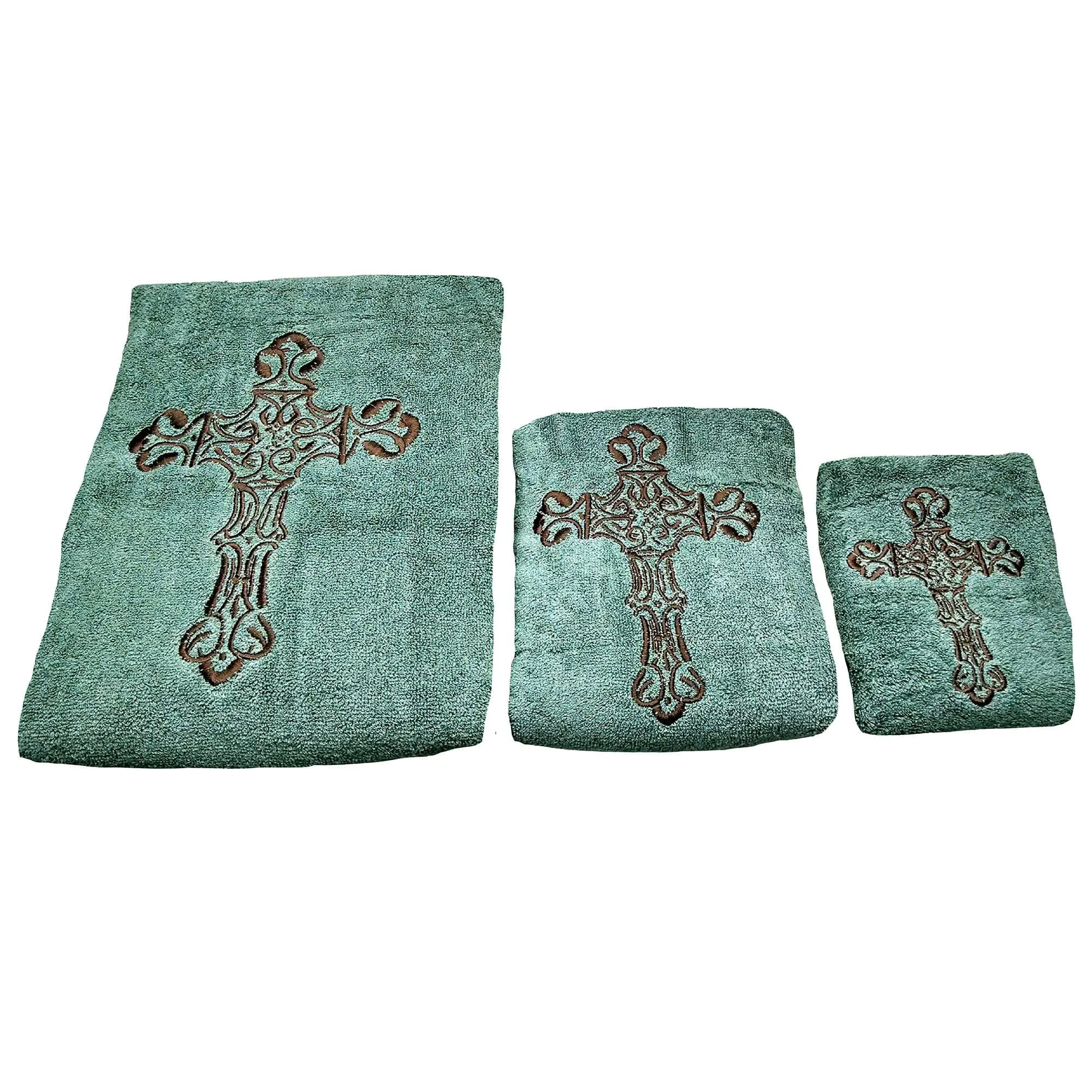 Embroidered Cross 3PC Towel Set