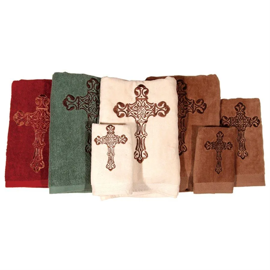 Embroidered Cross 3PC Towel Set