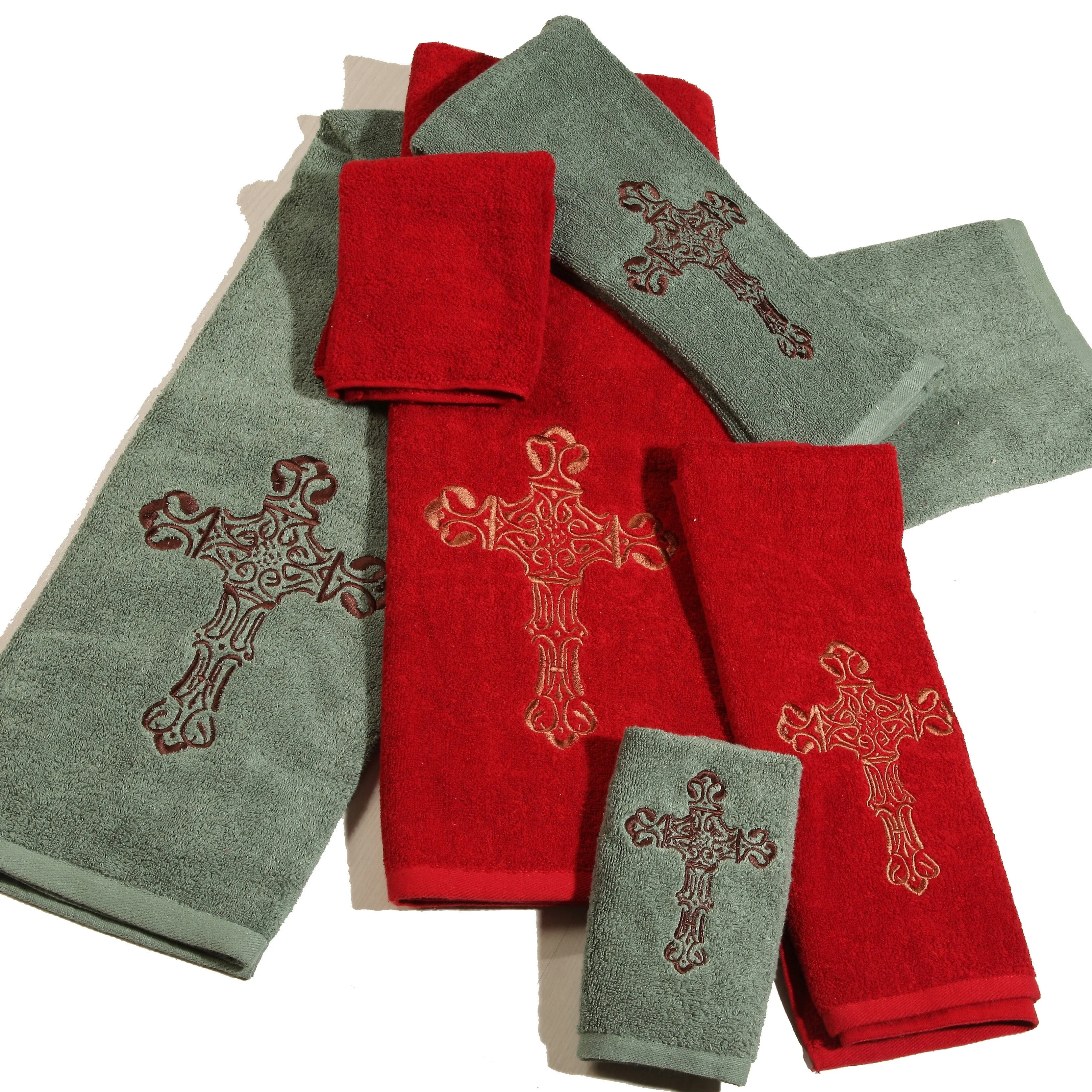 Embroidered Cross 3PC Towel Set