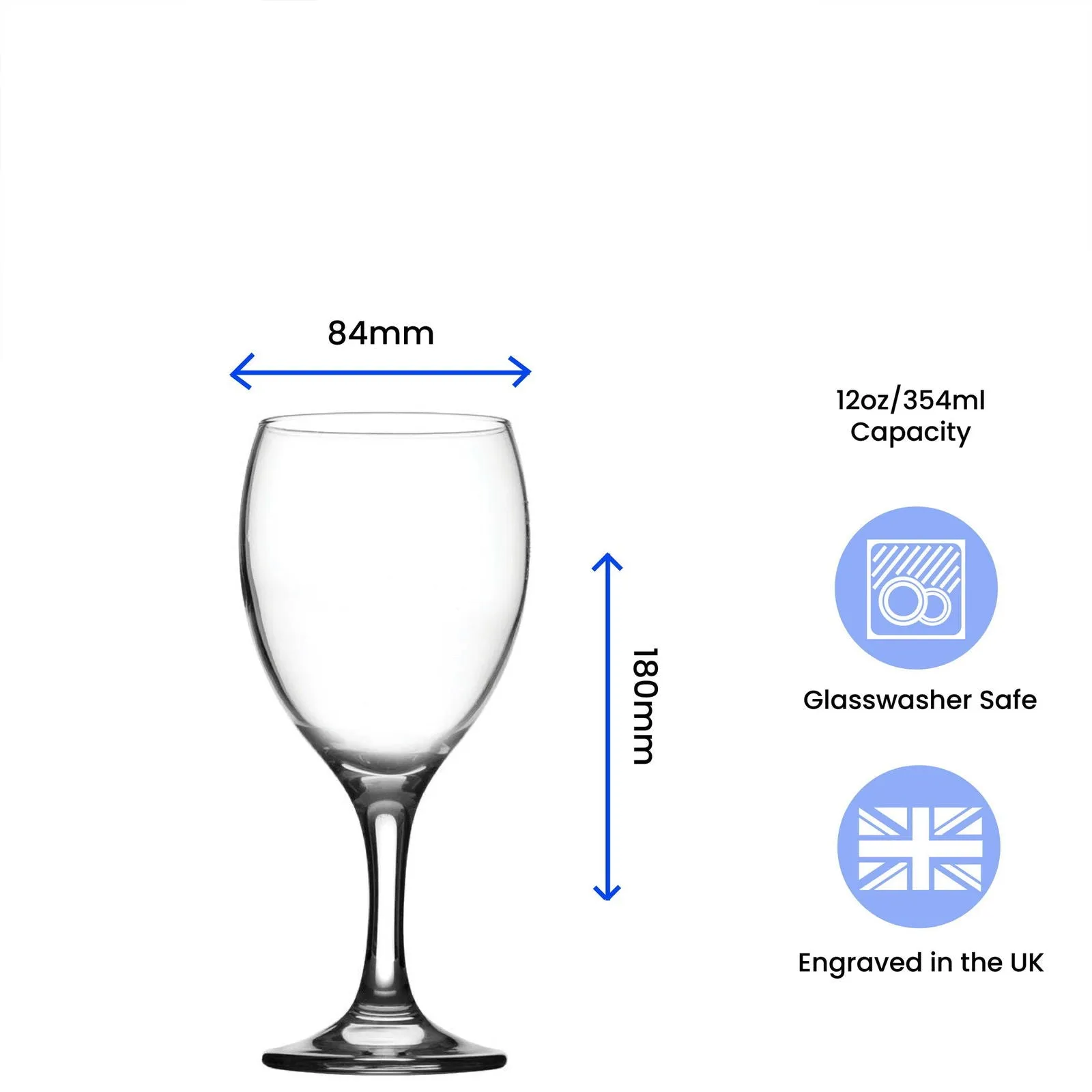 Engraved 12oz Imperial wine glass with wreath design - any Initials