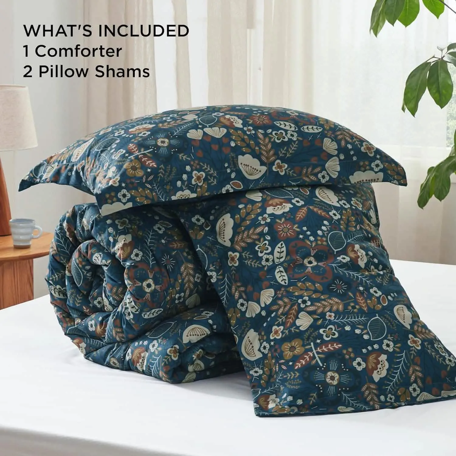 Exotic Foliage Navy Comforter Set