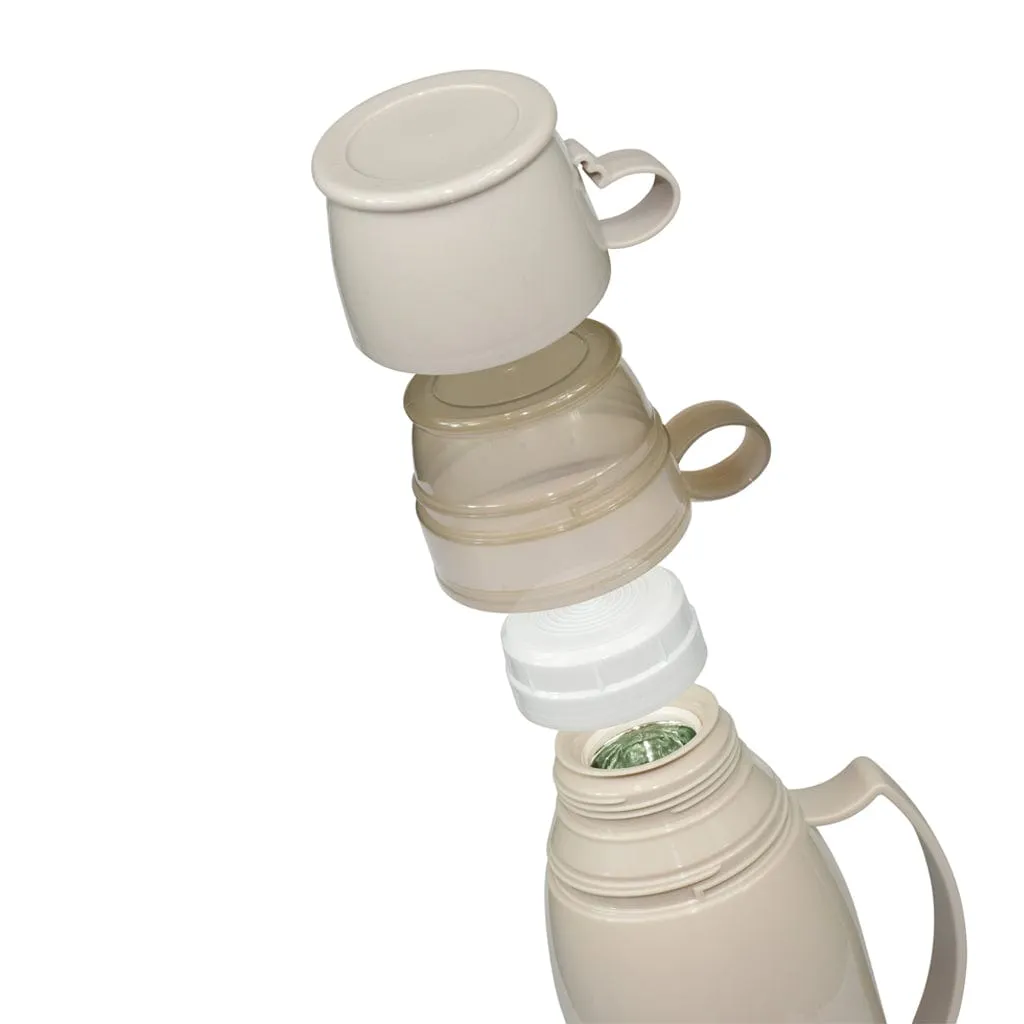 Fissman Double Wall Insulated Beverage Thermos Vacuum Bottle For Coffee. Hot And Cold Drinks. Leakproof Beige 1000ml