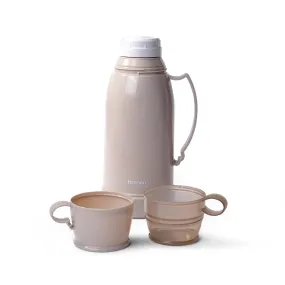 Fissman Double Wall Insulated Beverage Thermos Vacuum Bottle For Coffee. Hot And Cold Drinks. Leakproof Beige 1000ml