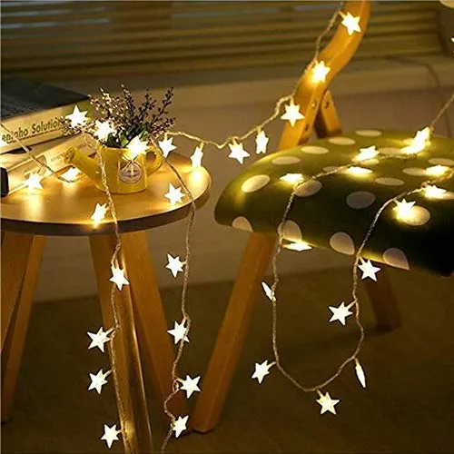 fizzytech 20 LED Star String Lights for Indoor Outdoor Home Party Decoration (Warm White, 3 m)