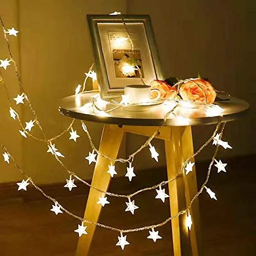 fizzytech 20 LED Star String Lights for Indoor Outdoor Home Party Decoration (Warm White, 3 m)