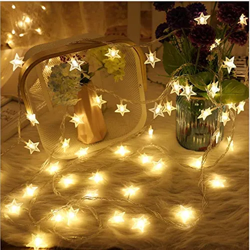 fizzytech 20 LED Star String Lights for Indoor Outdoor Home Party Decoration (Warm White, 3 m)