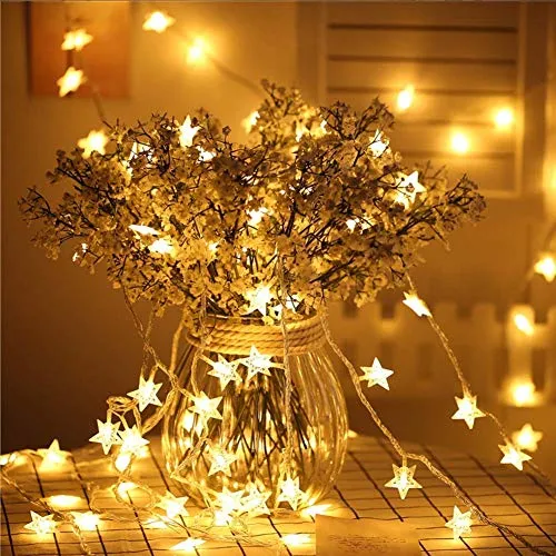 fizzytech 20 LED Star String Lights for Indoor Outdoor Home Party Decoration (Warm White, 3 m)