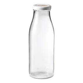 French Glass Milk Beverage Bottle w/ Metal Twist Cap 17oz