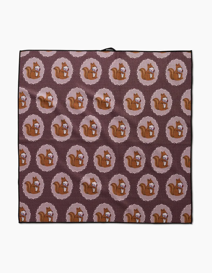 Geometry Squirrels Brown Paw Towel