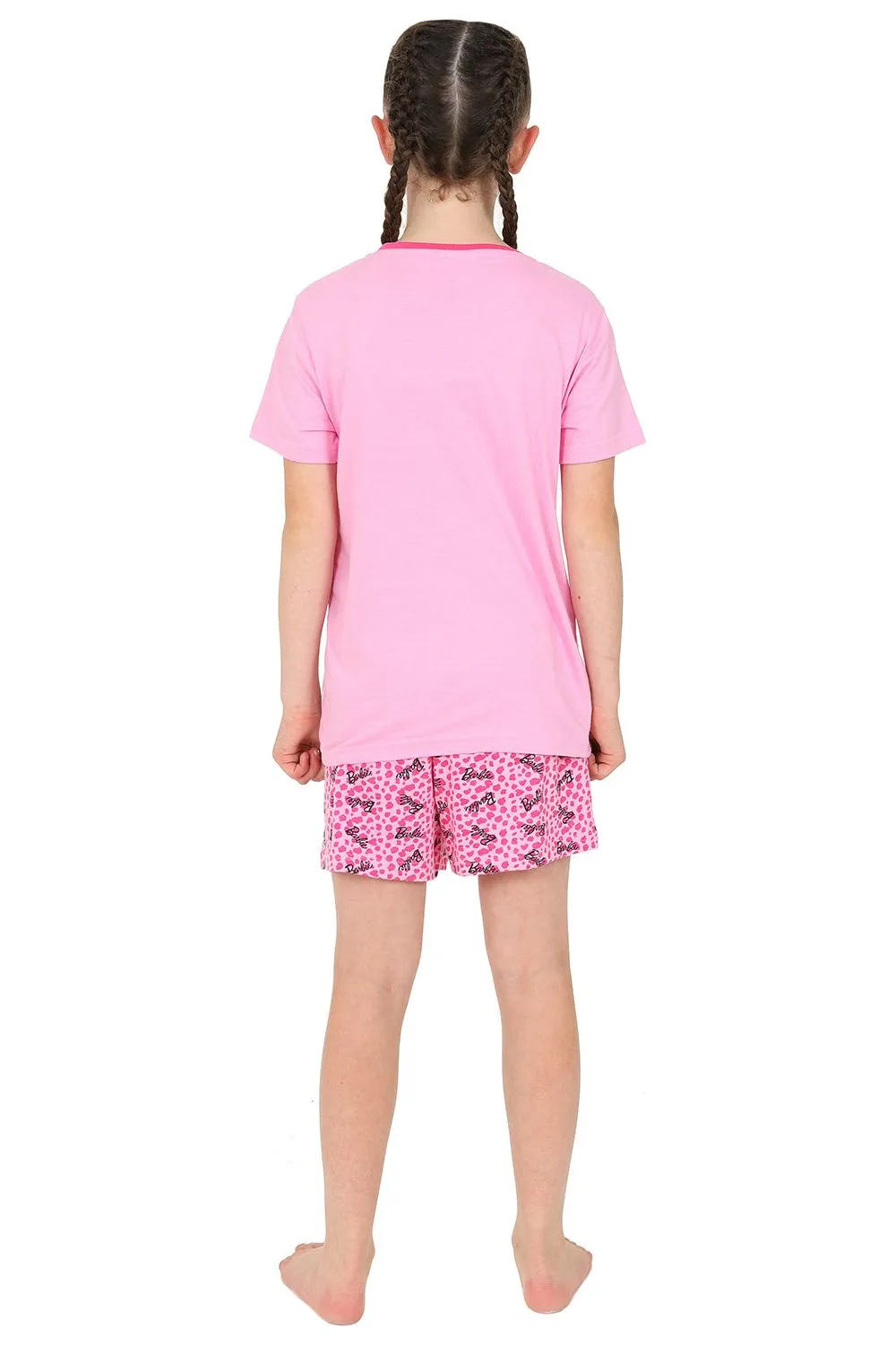 Girls Barbie Girl Short Leopard Print Pink Pyjamas 3 To 10 Years