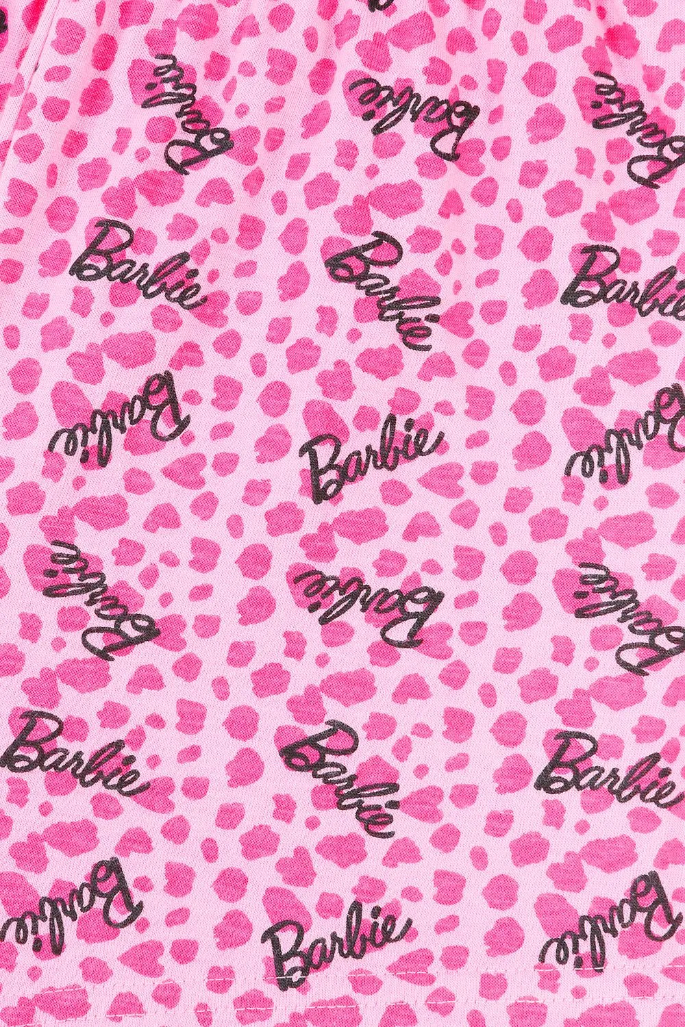 Girls Barbie Girl Short Leopard Print Pink Pyjamas 3 To 10 Years