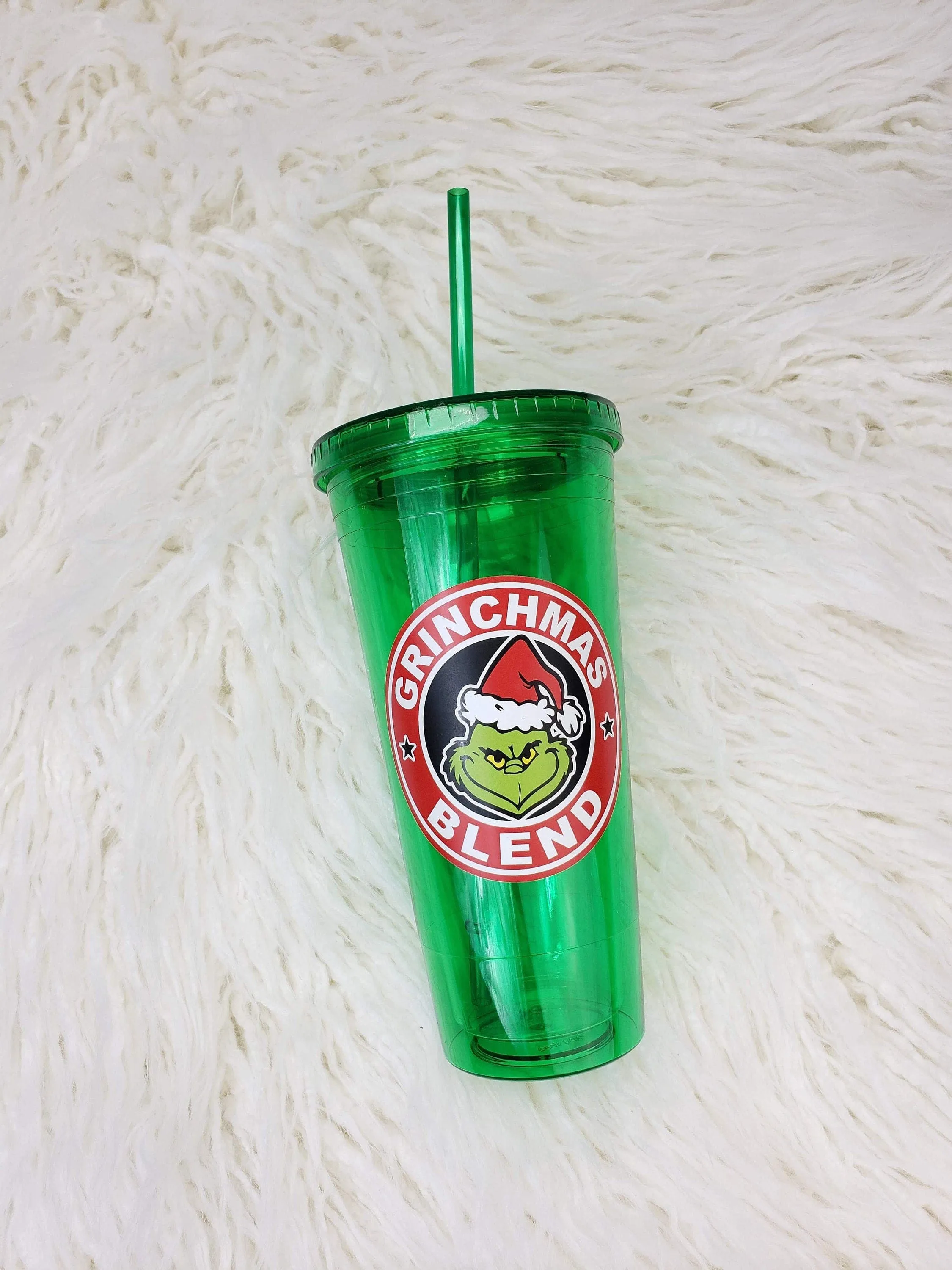 Grinchmas blend green tumbler with Grinch Decal