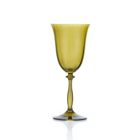 Hand Coloured Green Red Wine Glass