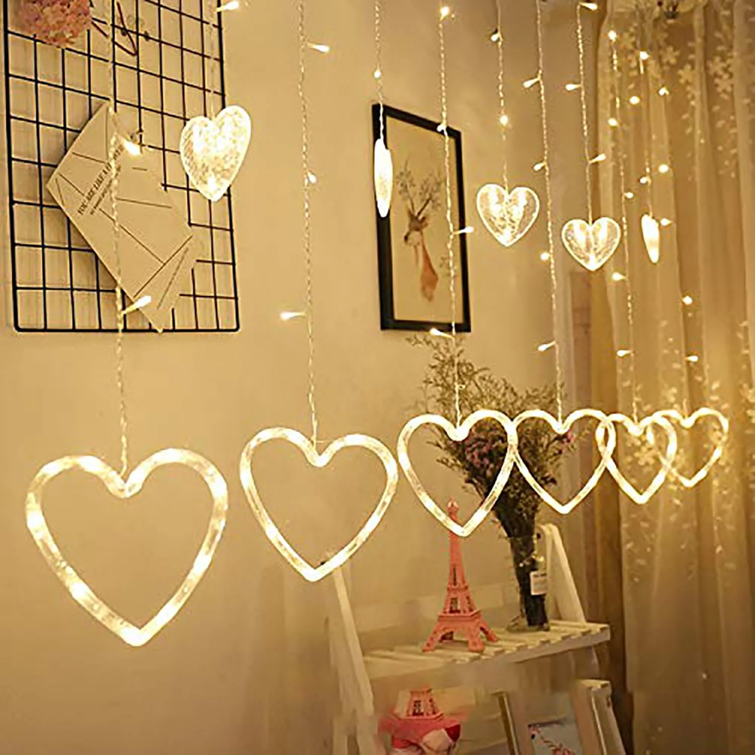 Heart Home LED String Light | 5 Heart & 5 Star LED String Lights | Light for Christmas | Light for Weddings | Star Light | Lights for Home Decoration | Warm White