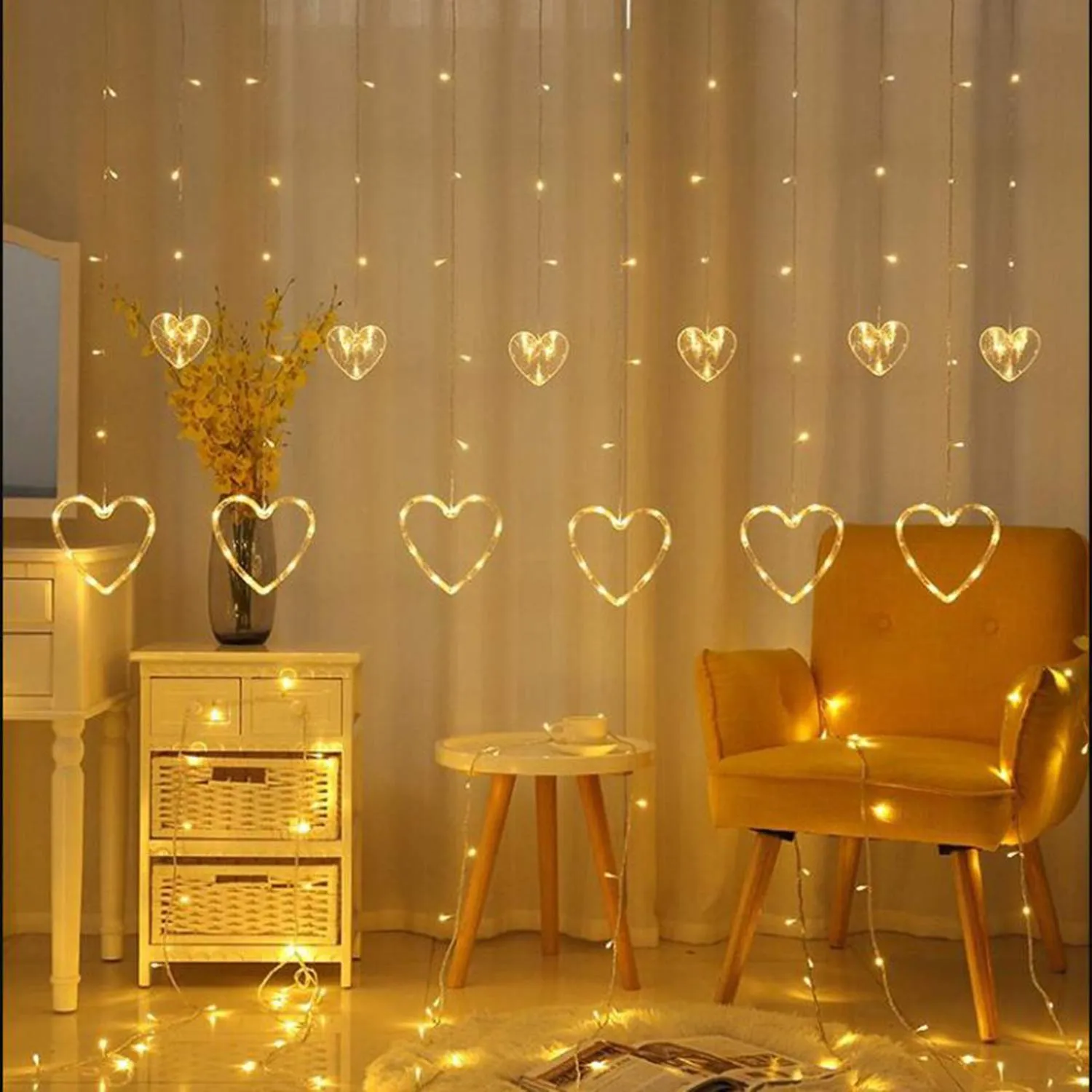 Heart Home LED String Light | 5 Heart & 5 Star LED String Lights | Light for Christmas | Light for Weddings | Star Light | Lights for Home Decoration | Warm White