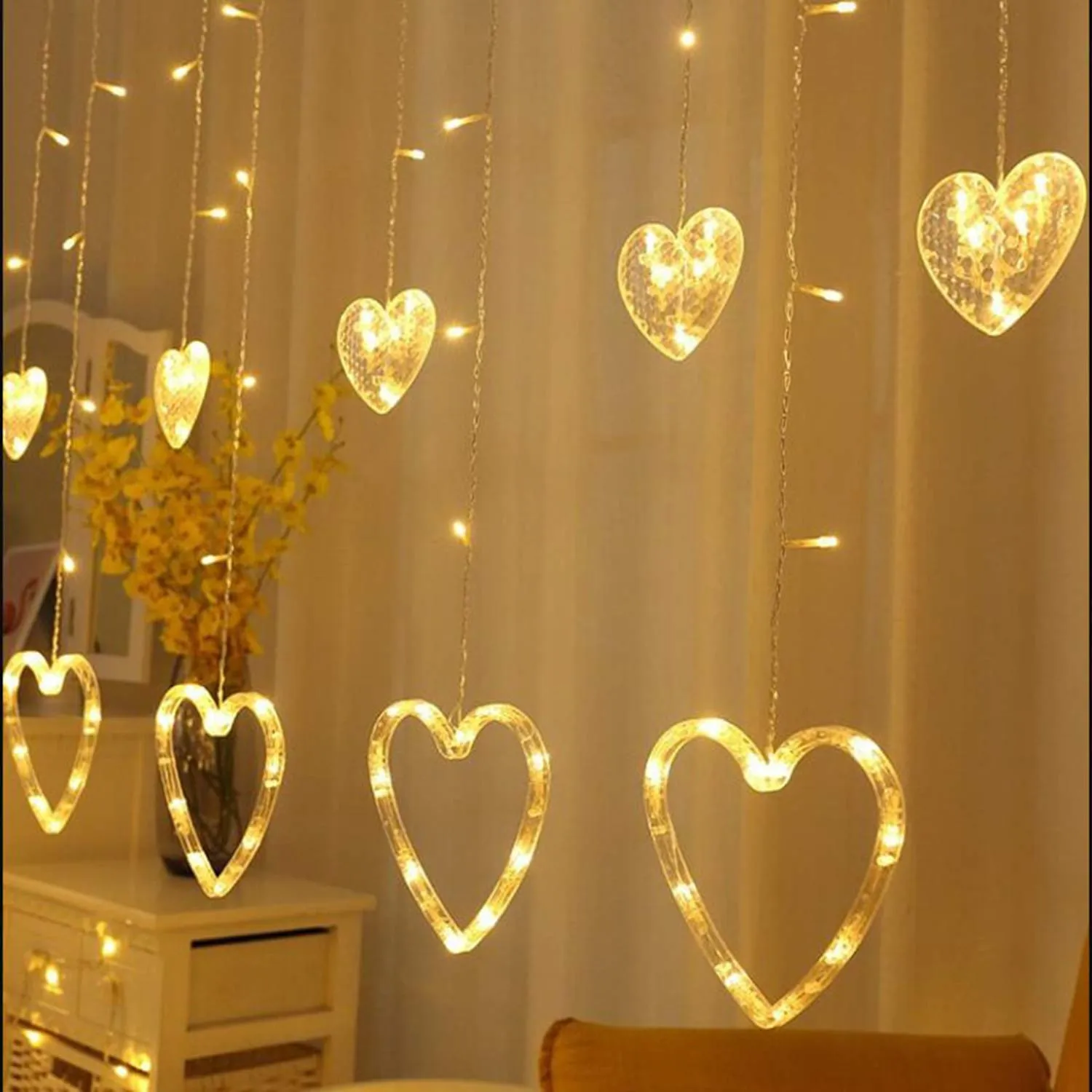 Heart Home LED String Light | 5 Heart & 5 Star LED String Lights | Light for Christmas | Light for Weddings | Star Light | Lights for Home Decoration | Warm White