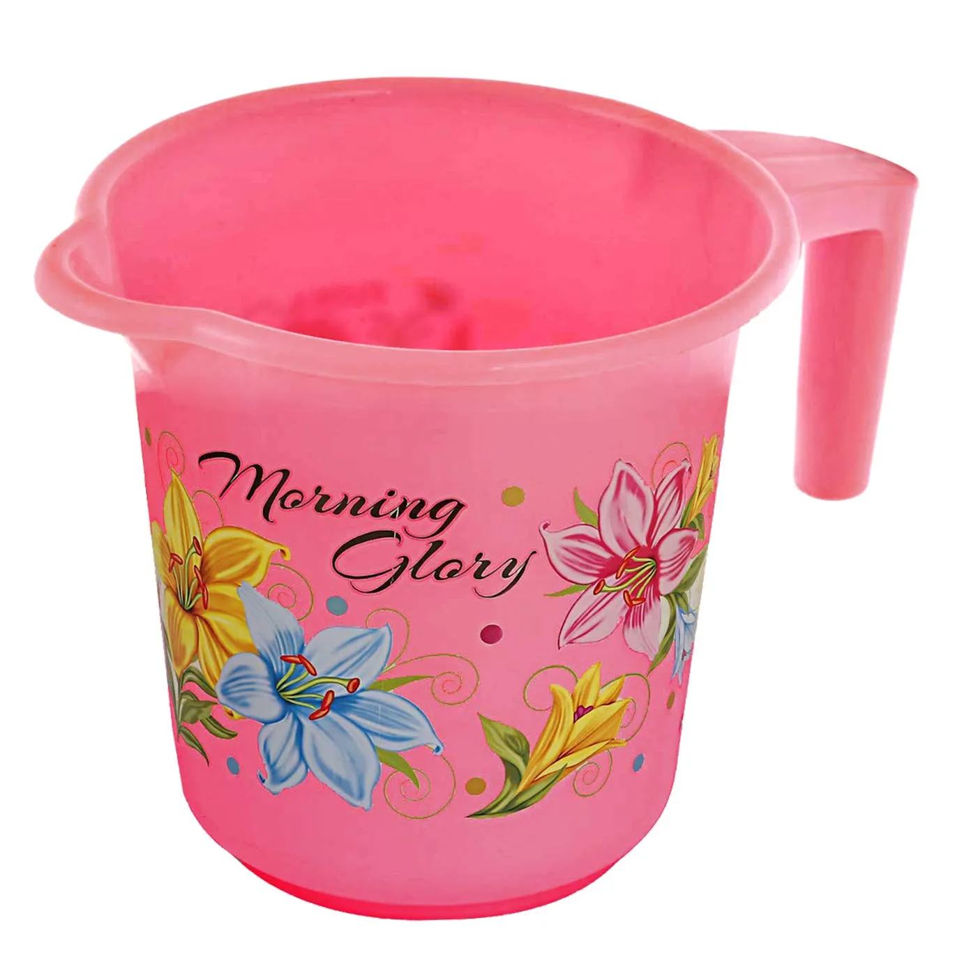 Heart Home Printed 3 Pieces Plastic Mug, Dustbin & Stool Set (Pink)