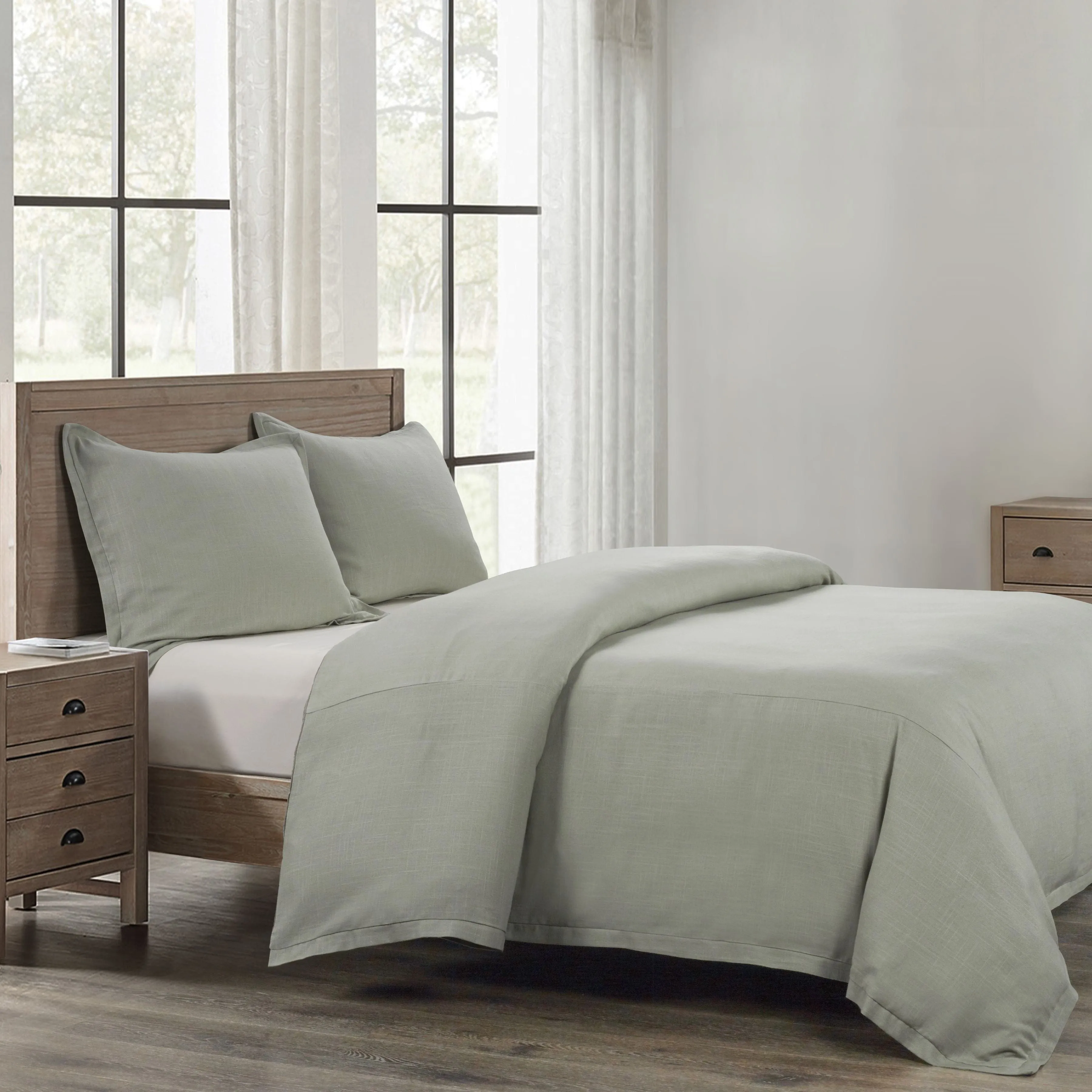 Hera Washed Linen Flange Bedding Set