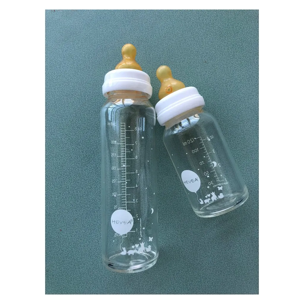 Hevea Glass Baby Bottle 120ml 2Pk