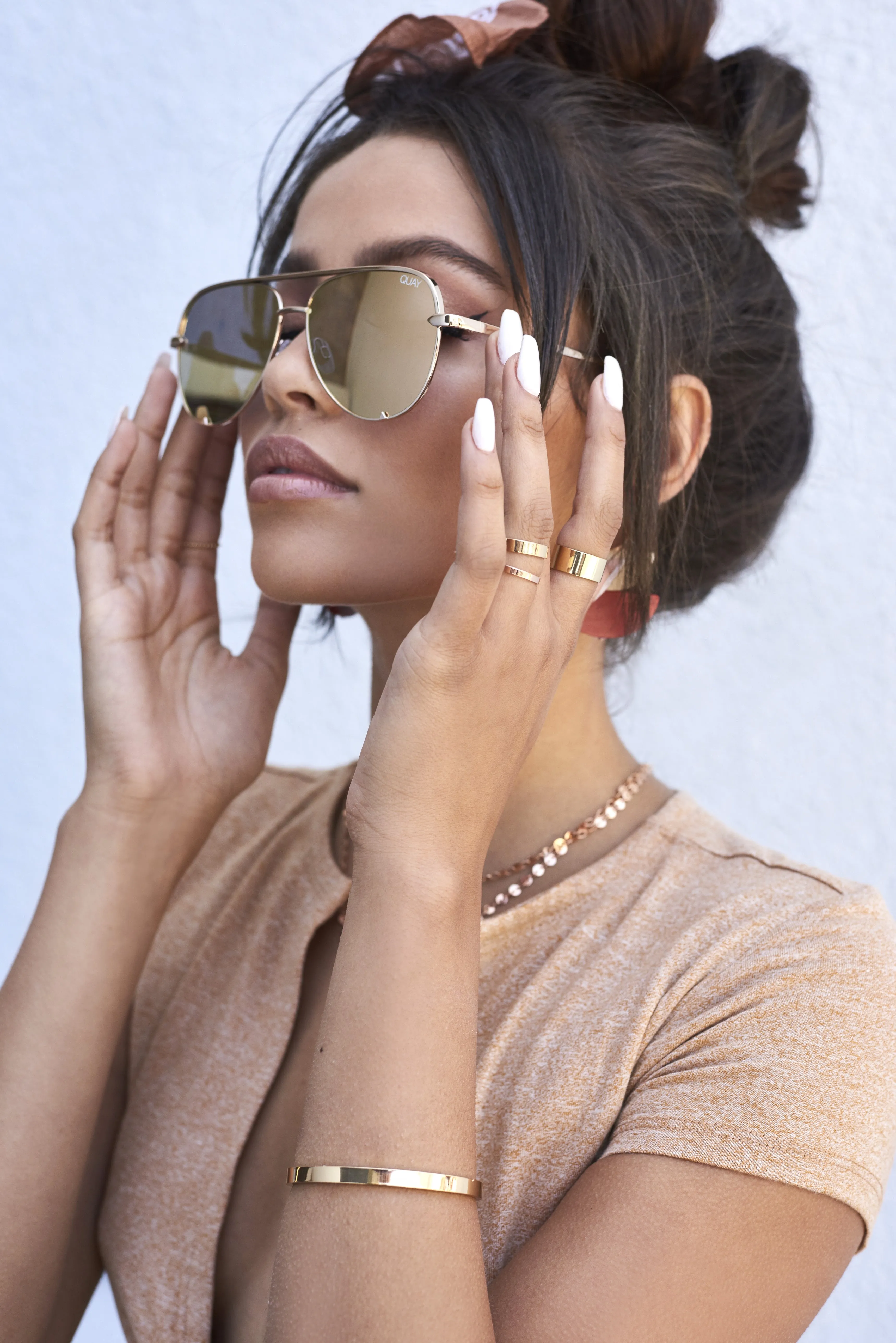 High Key Mini Sunglasses in Gold