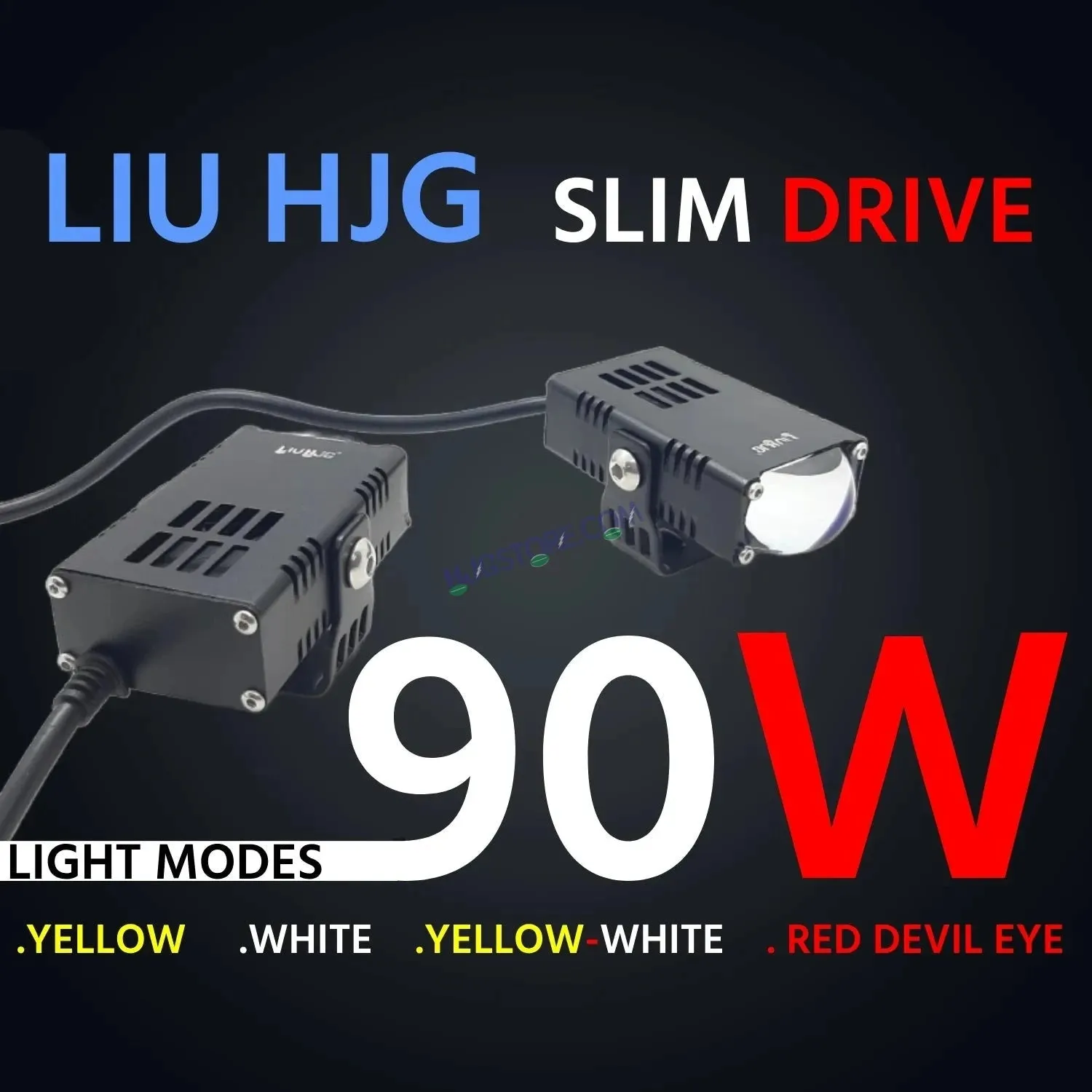 HJG Waymaker Fog Light Dual Colour Fog Light Mini Drive Yellow White & Red Devil Eye Slim Drive Light Version 4 With Red Devil Eye And Wiring With Canbus Universal For All Cars and Motorcycles (2Pcs) HJG