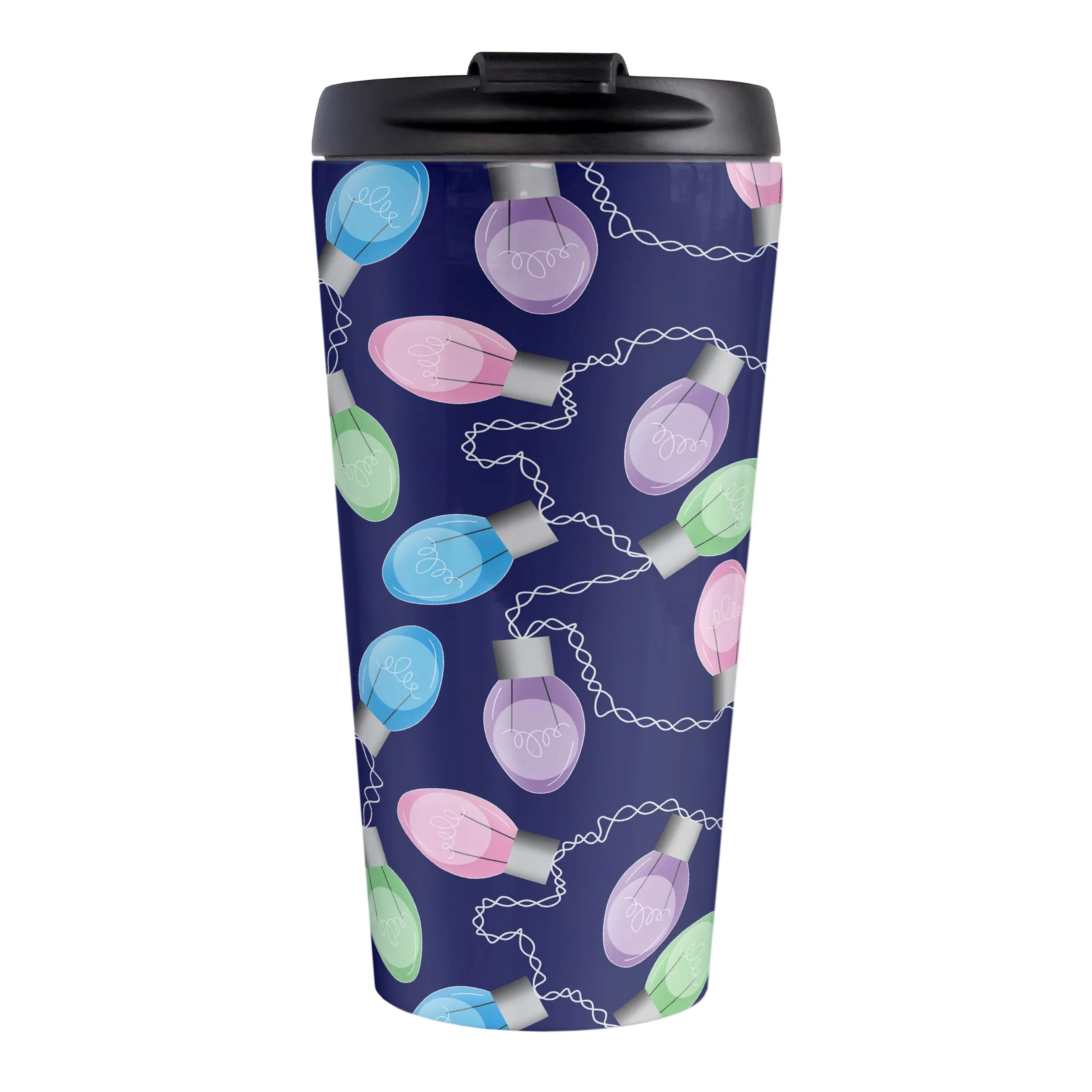 Holiday Lights Pattern Christmas Travel Mug