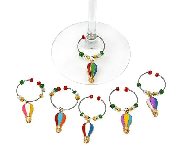 Hot Air Balloon Wine Charms S/6