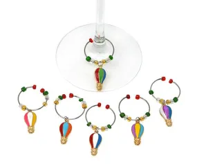 Hot Air Balloon Wine Charms S/6