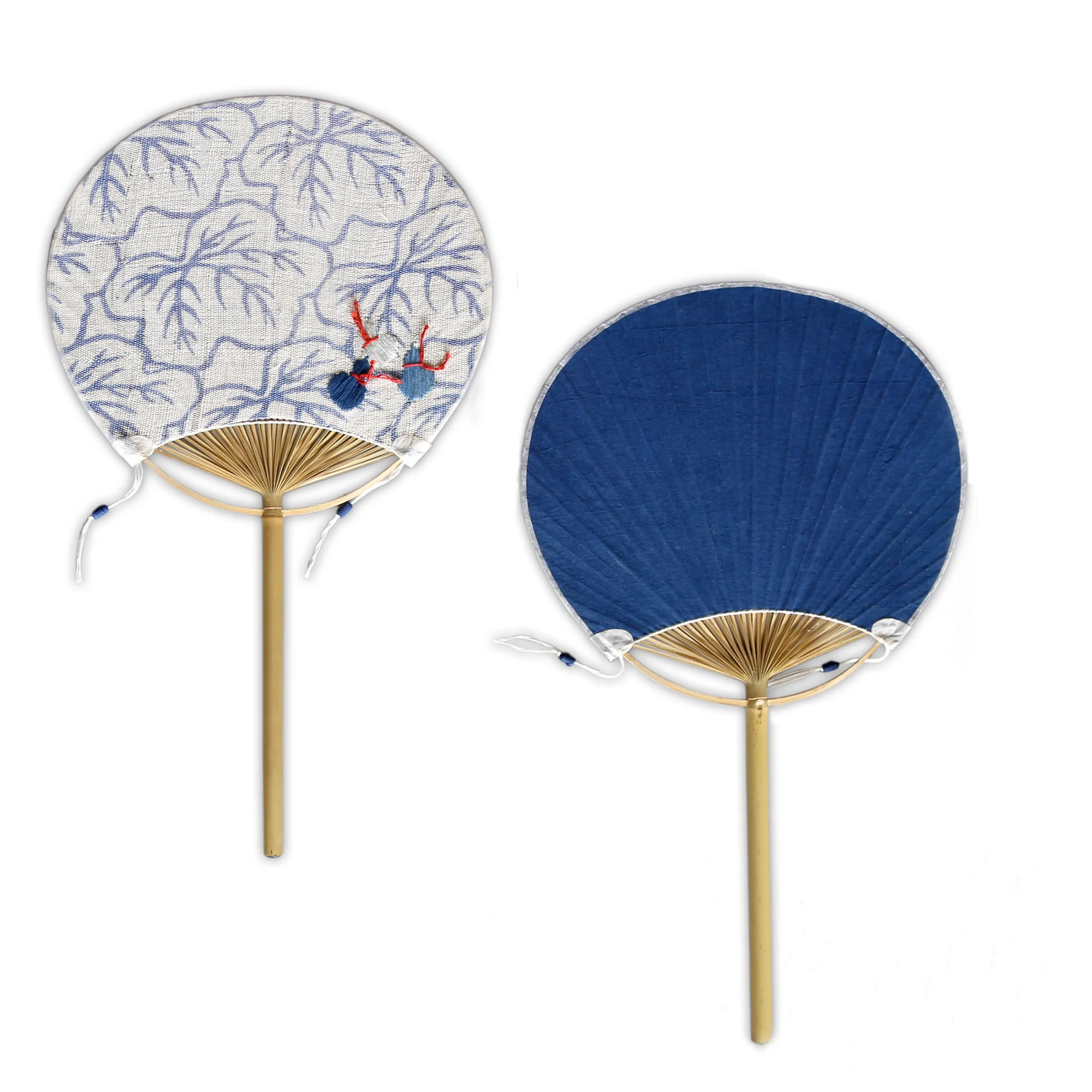 Indigo Paddle Hand Fan 【Calabash Leaves】