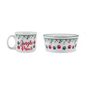 Jingle Paws Holiday Winterberry Dog Bowl and Matching Mug Set by Fitz & Floyd