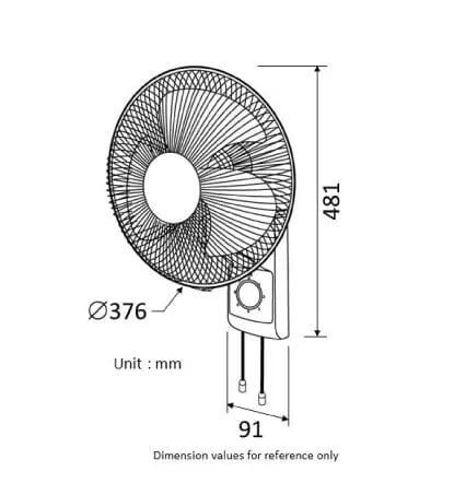 KDK M30CS Grey/Blue 30cm Wall Fan