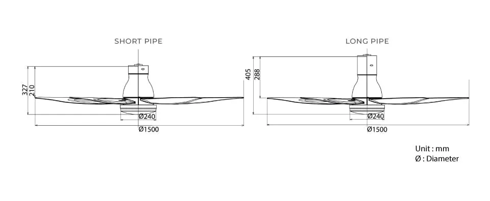 KDK U60FWL White/Black 150cm DC Ceiling Fan With Led light * Long Rod *