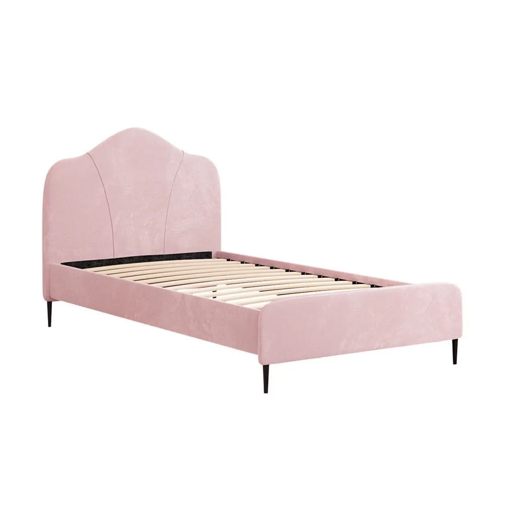 King Single Package | Velvet Pink Bed Frame & Bonita Euro Top Mattress (Medium Firm)