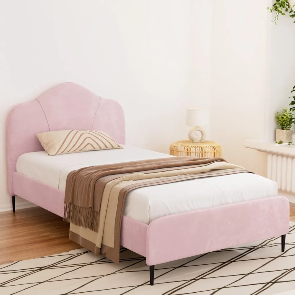 King Single Package | Velvet Pink Bed Frame & Bonita Euro Top Mattress (Medium Firm)