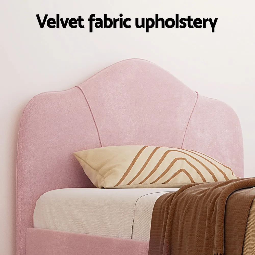 King Single Package | Velvet Pink Bed Frame & Bonita Euro Top Mattress (Medium Firm)