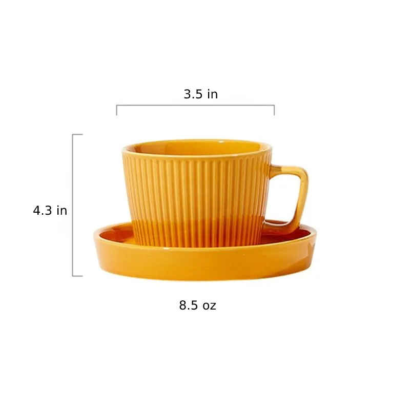 Kleen Coffee Ripple Ceramic Cups with Saucer