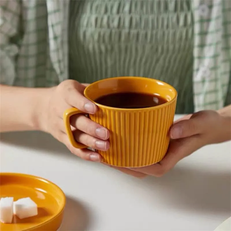 Kleen Coffee Ripple Ceramic Cups with Saucer