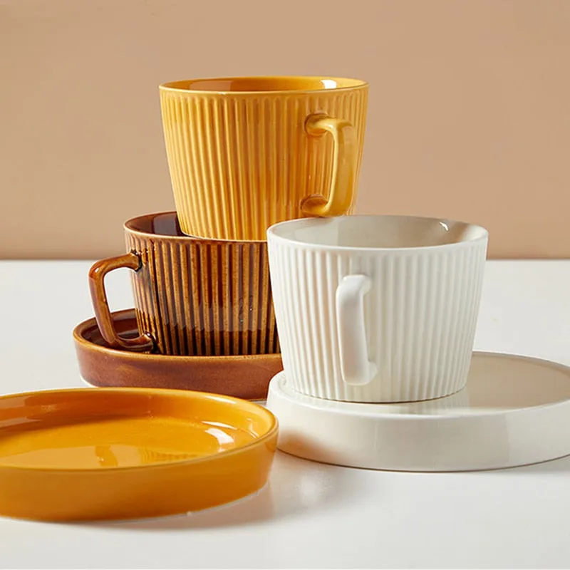 Kleen Coffee Ripple Ceramic Cups with Saucer