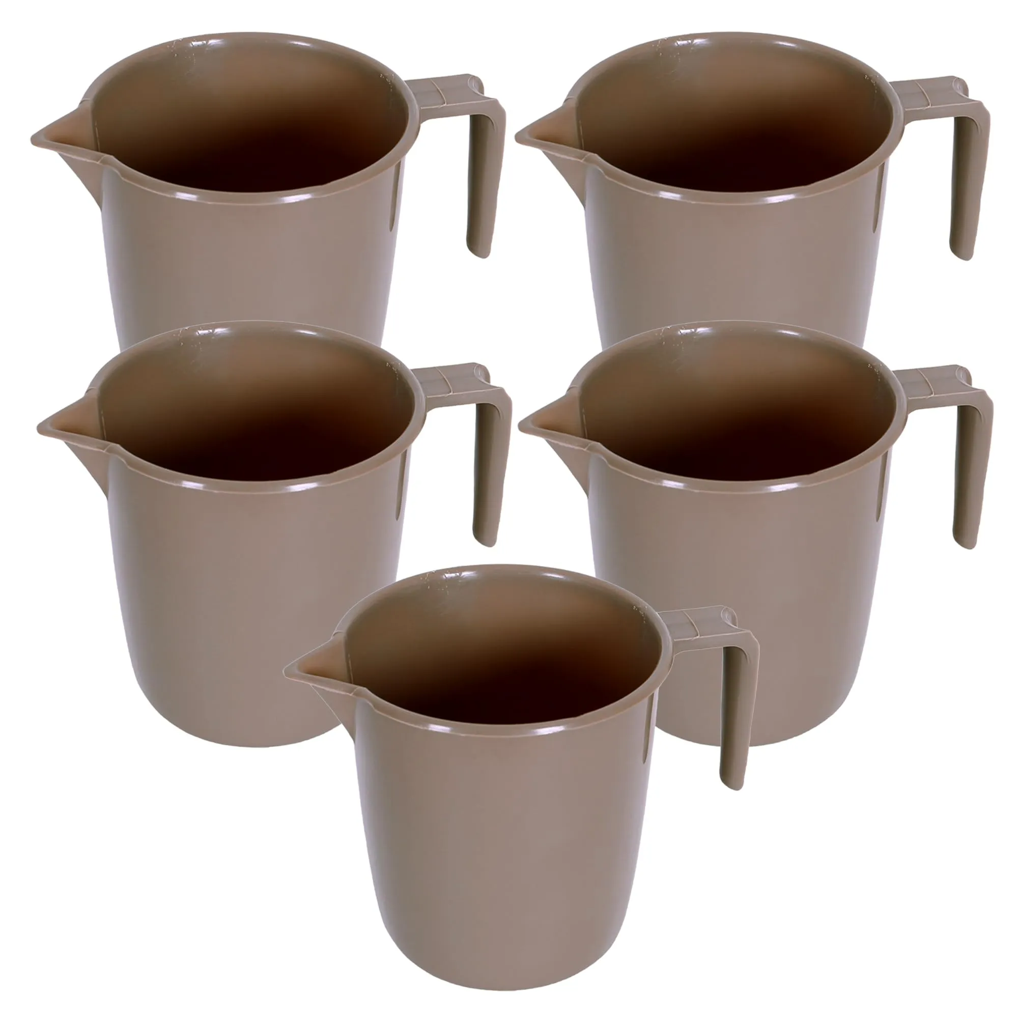 Kuber Industries Bathroom Mug | Plastic Bath Mug for Bathroom | Bath Mug | Mug for Bathroom | Mug for Toilet | Washroom Jug | 111 Bath Mug | 1 LTR | Pack of 5 | Brown