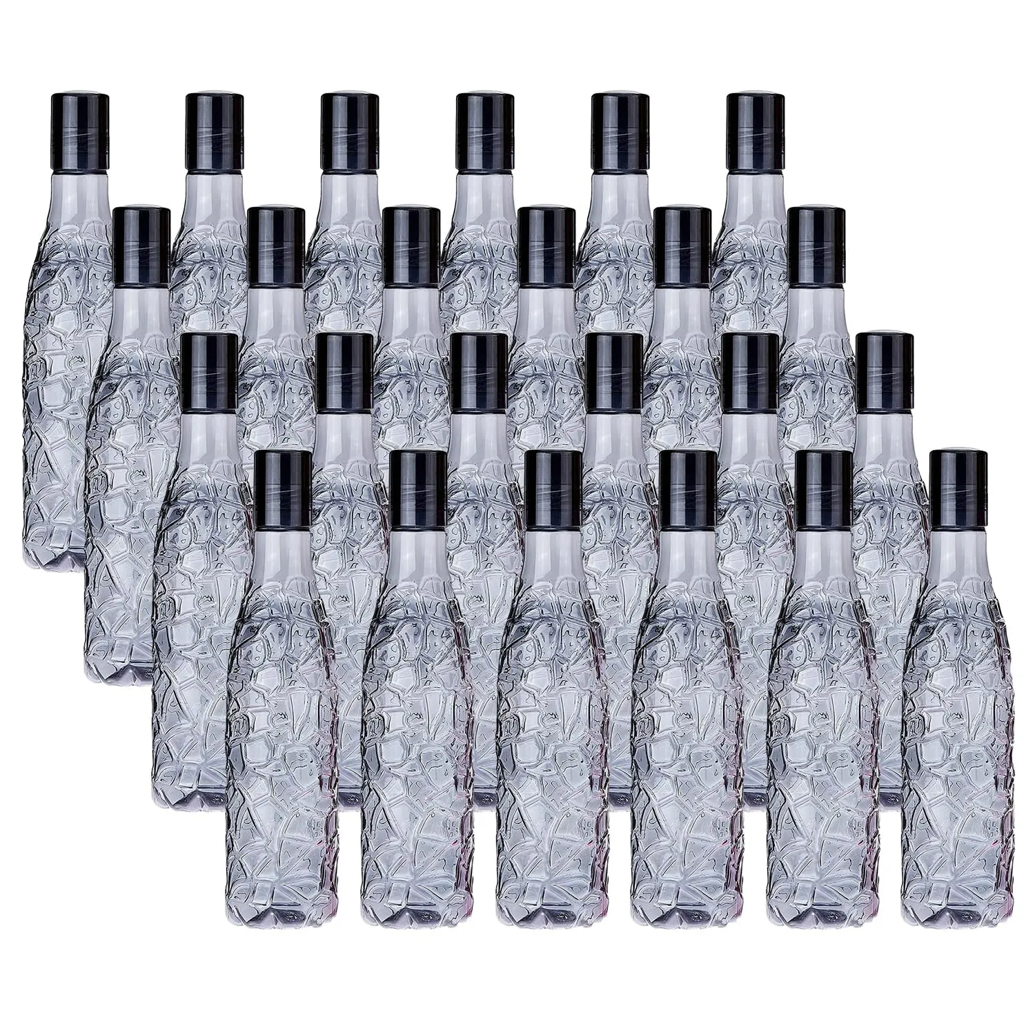 Kuber Industries BPA-Free Plastic Water Bottle|Leak Proof, Firm Grip, 100% Food Grade Plastic Bottles|For Home, Office, & Gym|Unbreakable, Freezer Proof, Fridge Water Bottle|Set Of 6|Black (Pack Of 4)