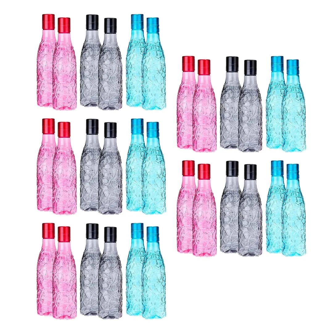 Kuber Industries Set of 6 Plastic Water Bottle | 1 Litre Round Plastic Water Bottle | Refrigerator Safe and BPA free PET Water Bottle |Perfect For School College Work Gym | Pack of 5 | Assorted