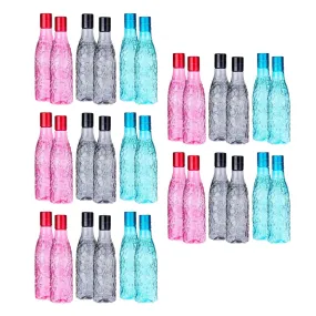 Kuber Industries Set of 6 Plastic Water Bottle | 1 Litre Round Plastic Water Bottle | Refrigerator Safe and BPA free PET Water Bottle |Perfect For School College Work Gym | Pack of 5 | Assorted