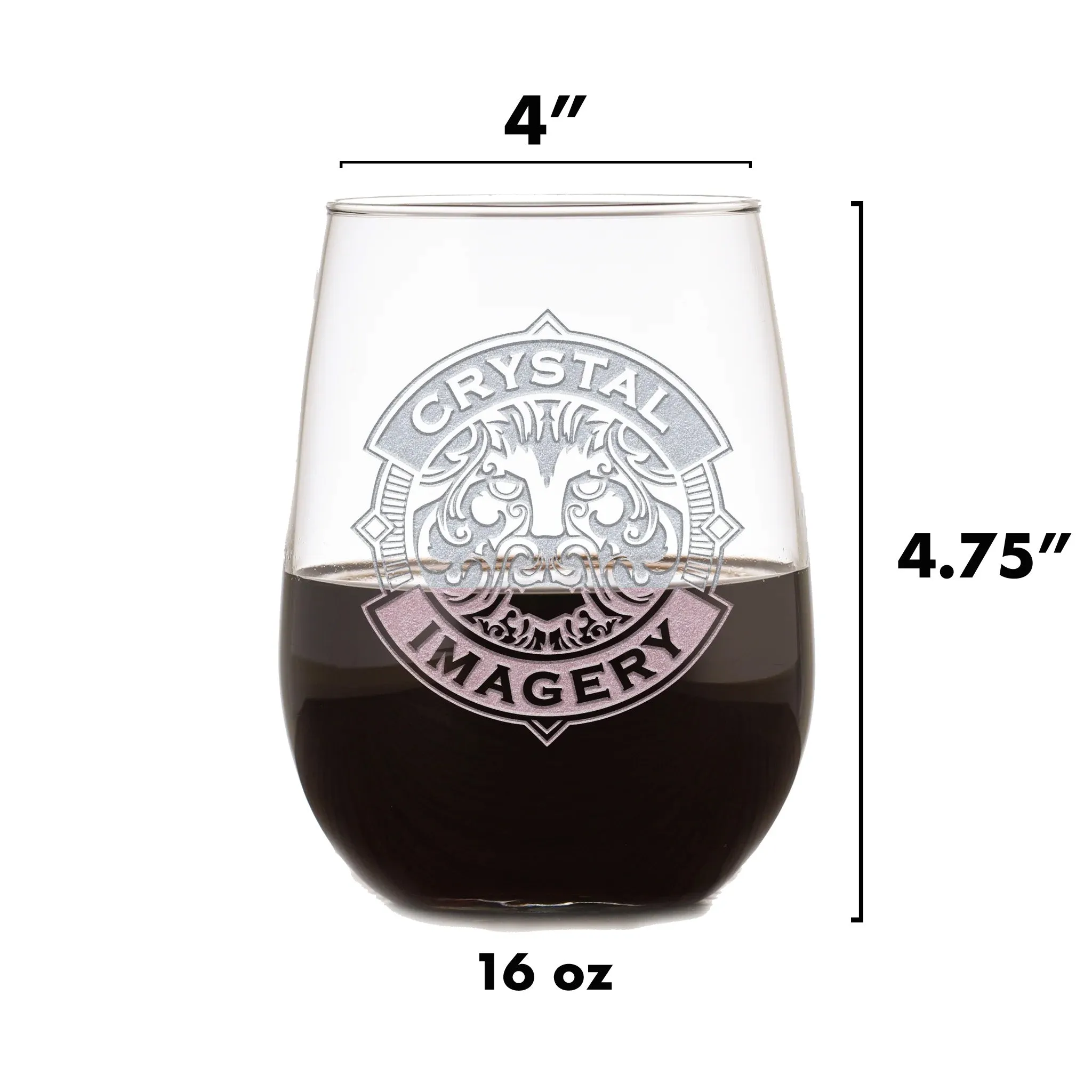 Laser Etched Monogram Stemless Wine Glass Gift Set of 4